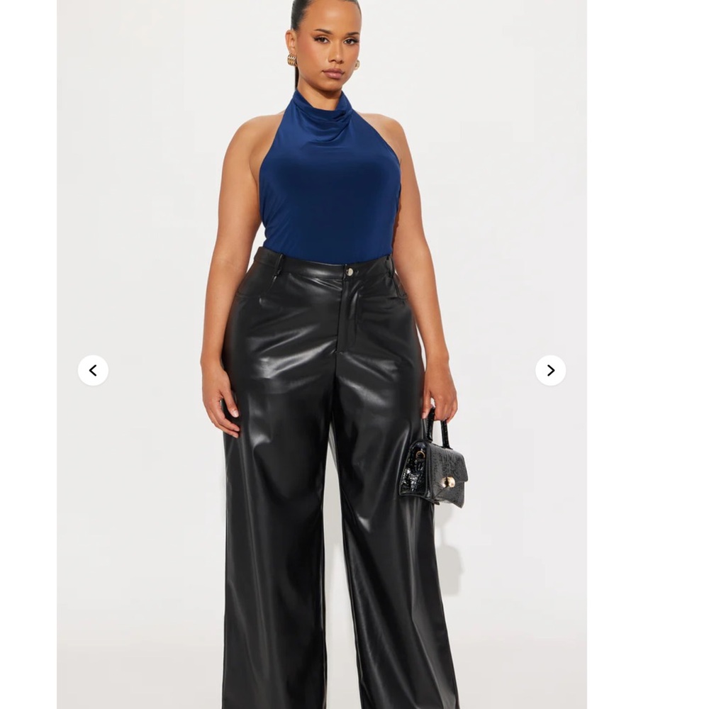 NWOT fashion nova super wide leg faux plus size leather pants size 3X